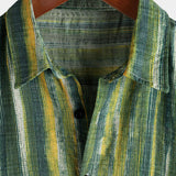Short-Sleeve Green Striped Retro Shirt