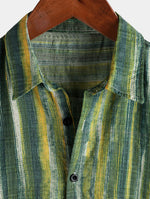 Short-Sleeve Green Striped Retro Shirt