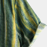 Short-Sleeve Green Striped Retro Shirt
