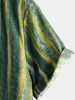 Short-Sleeve Green Striped Retro Shirt