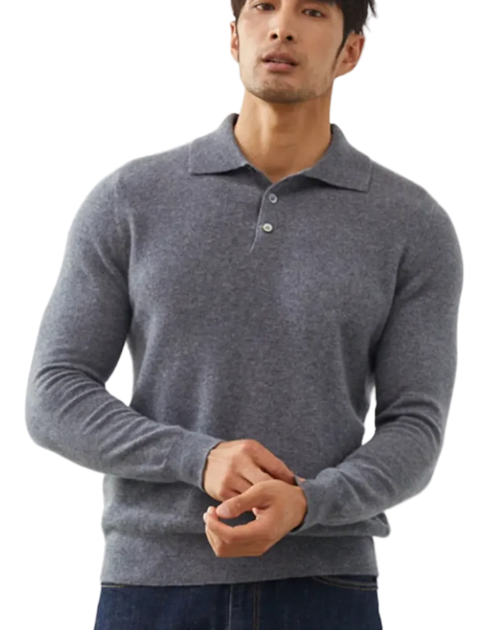 Ponza Cashmere Polo Sweater Gray