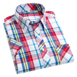 Cotton Checkered Shirt with Short Sleeves
