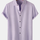 Casual Solid Color Breathable Button Short-Sleeve Shirt