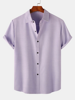 Casual Solid Color Breathable Button Short-Sleeve Shirt