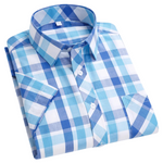 Cotton Checkered Shirt with Short Sleeves