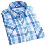 Cotton Checkered Shirt with Short Sleeves