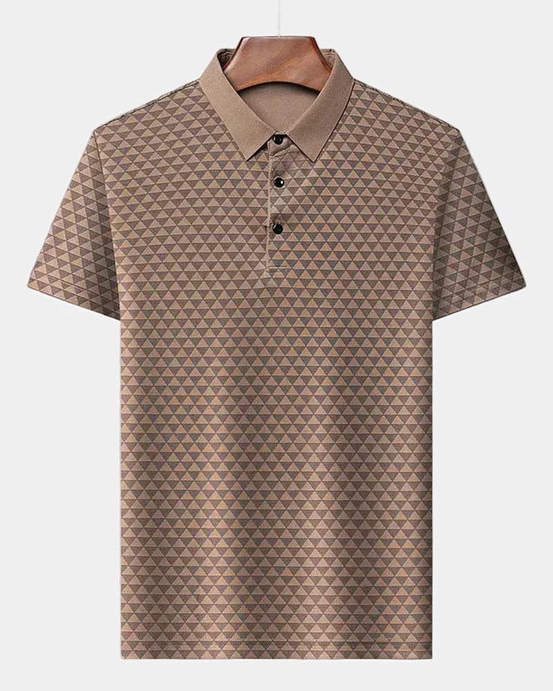 Men's Polo Shirt, Blue and Gray in Khaki