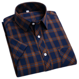 Cotton Checkered Shirt with Short Sleeves