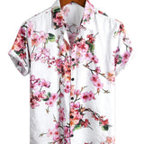 Men's Shirt with Short Sleeve with Floral Pattern