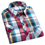 Cotton Checkered Shirt with Short Sleeves
