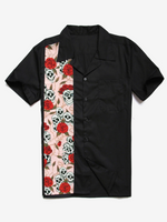 1950s Retro Casual Short-Sleeve Shirt with Pocket