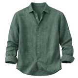 Meadowfall Men's Linen Shirt, Relaxed Fit, Button-Down