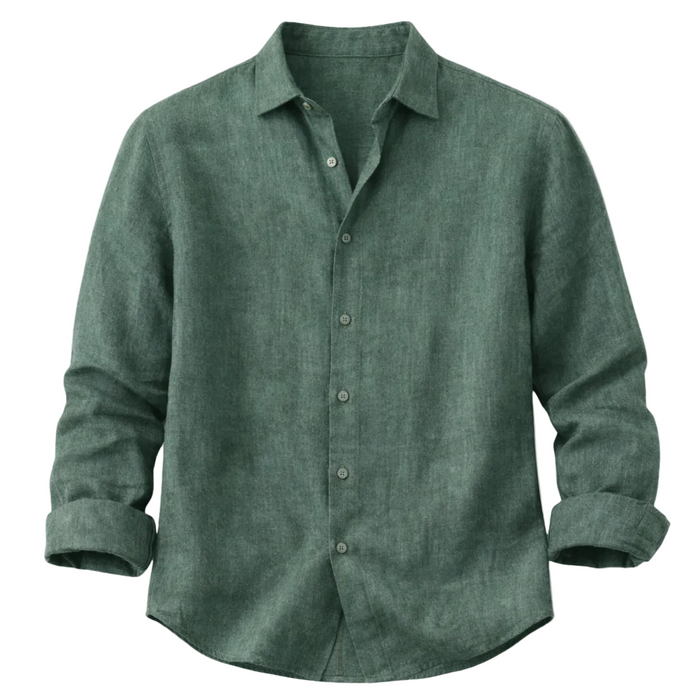 Meadowfall Men's Linen Shirt, Button-Down, Relaxed Fit