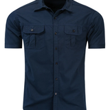 Men's Cotton Short-Sleeve Shirt, Casual Outdoor with Pocket