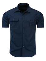 Men's Cotton Short-Sleeve Shirt, Casual Outdoor with Pocket