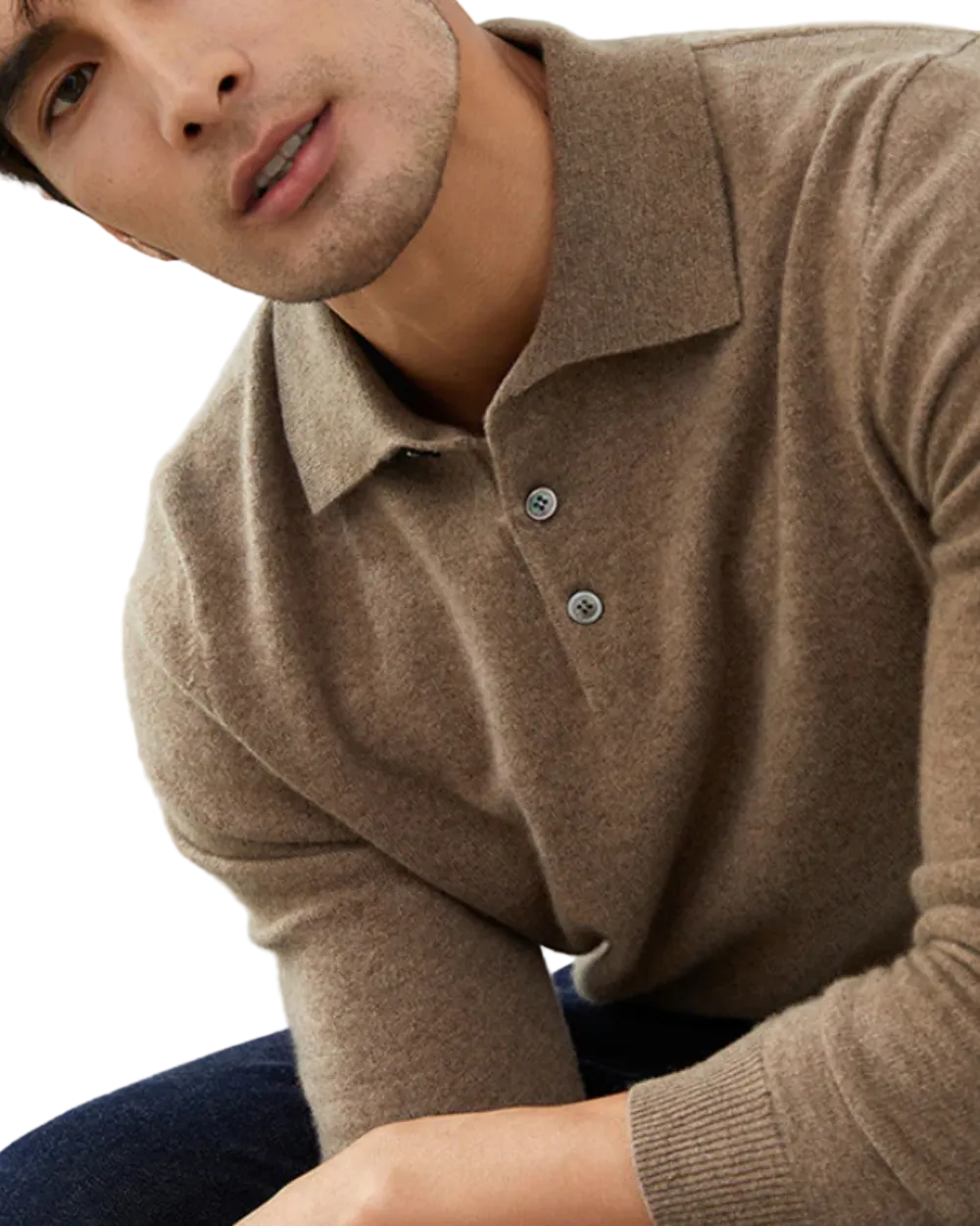 Ponza Cashmere Polo Sweater Khaki