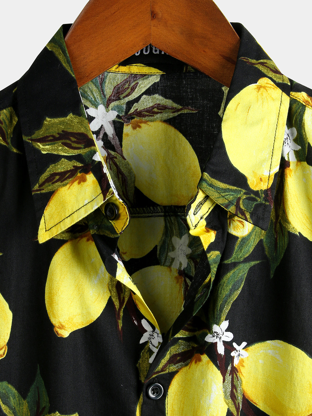 Hawaiian Beach Summer Vacation Short-Sleeve Tropical Lemon Print Shirt