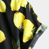 Hawaiian Beach Summer Vacation Short-Sleeve Tropical Lemon Print Shirt