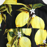 Hawaiian Beach Summer Vacation Short-Sleeve Tropical Lemon Print Shirt