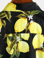 Hawaiian Beach Summer Vacation Short-Sleeve Tropical Lemon Print Shirt