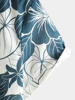 100% Hawaiian Floral Button-Up Beach Shirt, Short Sleeves