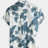100% Hawaiian Floral Button-Up Beach Shirt, Short Sleeves