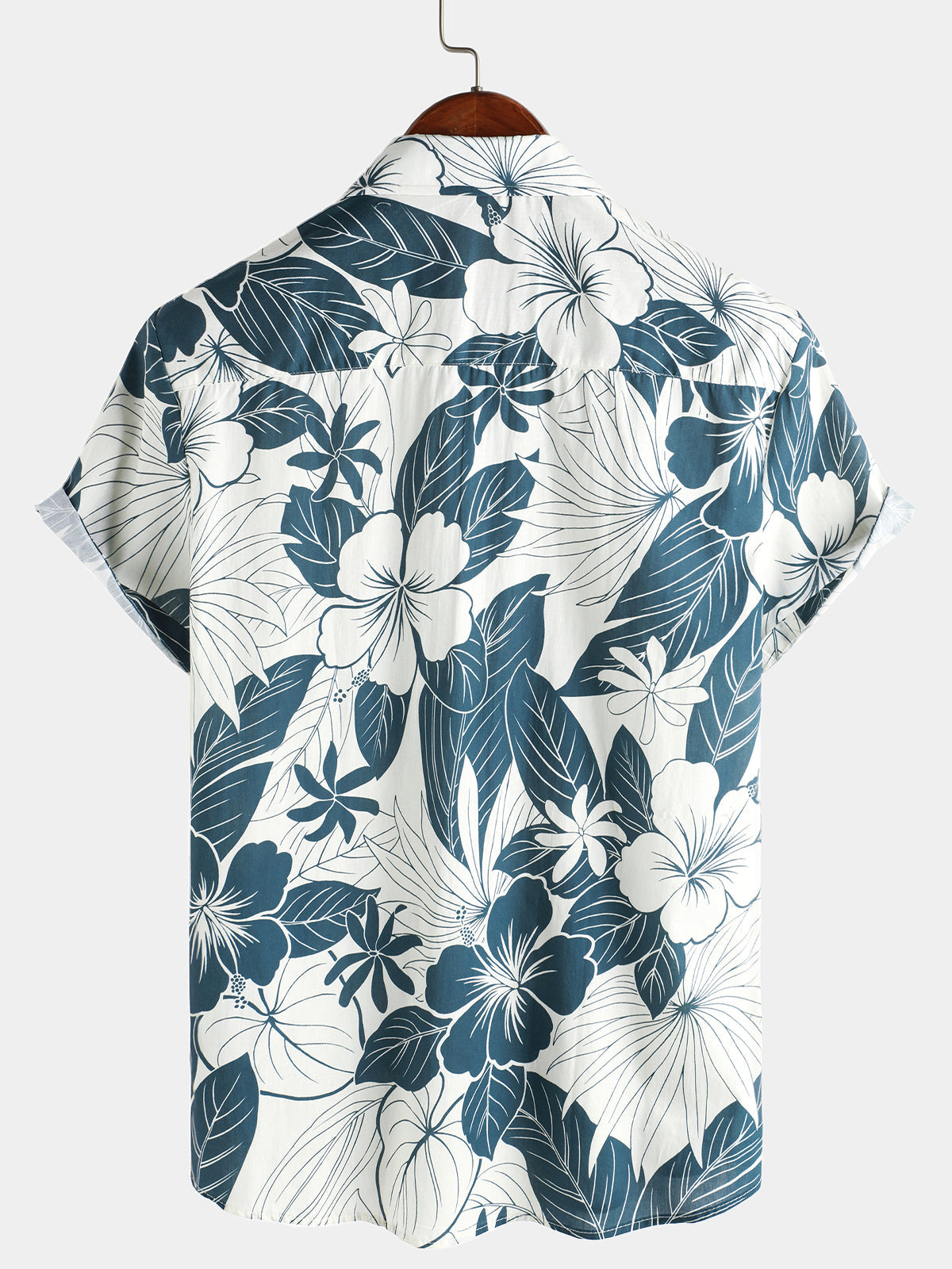 100% Hawaiian Floral Button-Up Beach Shirt, Short Sleeves