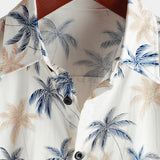 Beach Button-Up Short-Sleeve 100% Hawaiian Palm Print Shirts