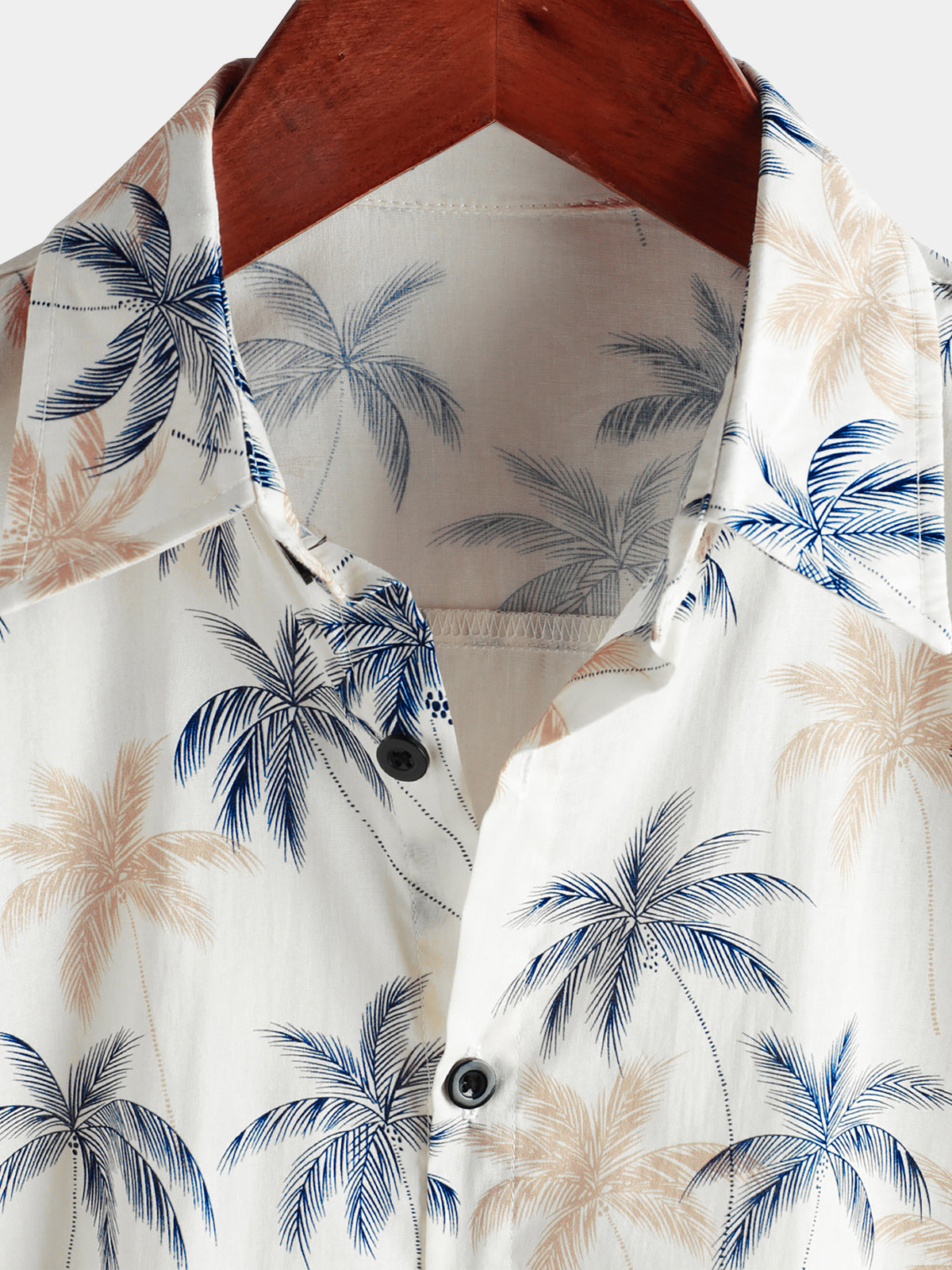 Beach Button-Up Short-Sleeve 100% Hawaiian Palm Print Shirts