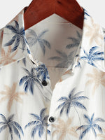 Beach Button-Up Short-Sleeve 100% Hawaiian Palm Print Shirts