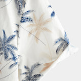 Beach Button-Up Short-Sleeve 100% Hawaiian Palm Print Shirts
