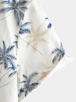 Beach Button-Up Short-Sleeve 100% Hawaiian Palm Print Shirts