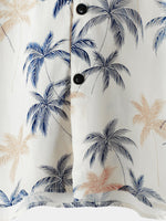 Beach Button-Up Short-Sleeve 100% Hawaiian Palm Print Shirts