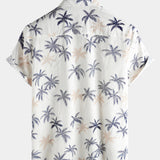 Beach Button-Up Short-Sleeve 100% Hawaiian Palm Print Shirts