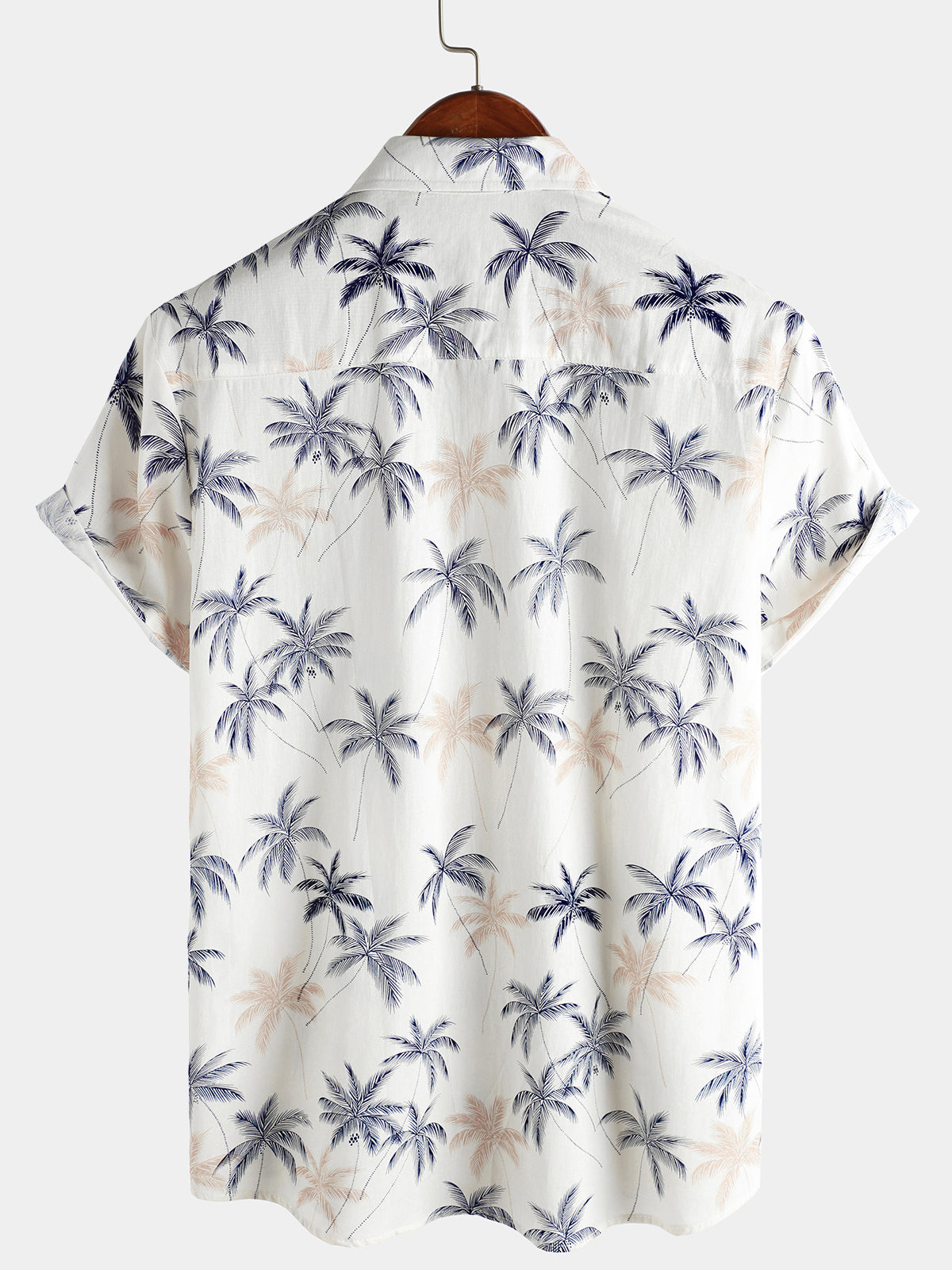 Beach Button-Up Short-Sleeve 100% Hawaiian Palm Print Shirts