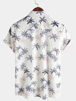Beach Button-Up Short-Sleeve 100% Hawaiian Palm Print Shirts