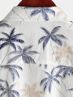 Beach Button-Up Short-Sleeve 100% Hawaiian Palm Print Shirts