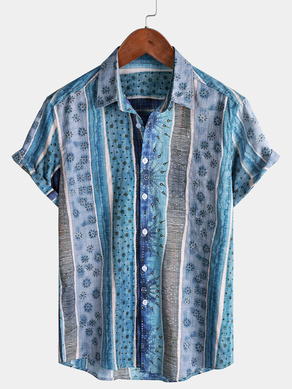 Striped Button-Up Casual and Breathable Short Sleeve Shirt