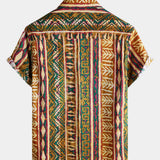 Tribal Stripe Vintage Style Casual Short Sleeve Shirt