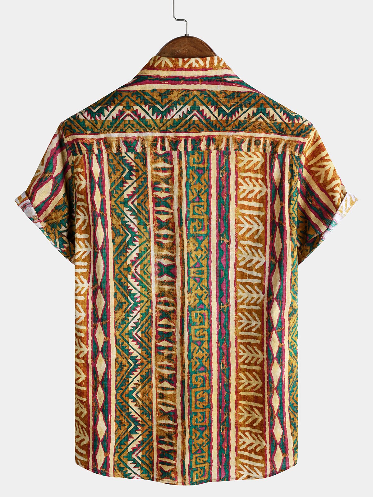 Tribal Stripe Vintage Style Casual Short Sleeve Shirt