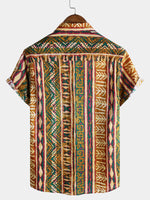 Tribal Stripe Vintage Style Casual Short Sleeve Shirt