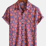 Lightweight Casual Vintage Floral Pattern Short Sleeve Shirt