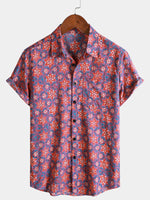 Lightweight Casual Vintage Floral Pattern Short Sleeve Shirt