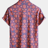 Lightweight Casual Vintage Floral Pattern Short Sleeve Shirt