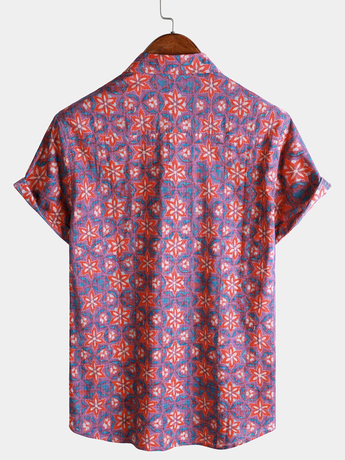 Lightweight Casual Vintage Floral Pattern Short Sleeve Shirt