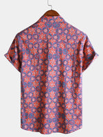 Lightweight Casual Vintage Floral Pattern Short Sleeve Shirt