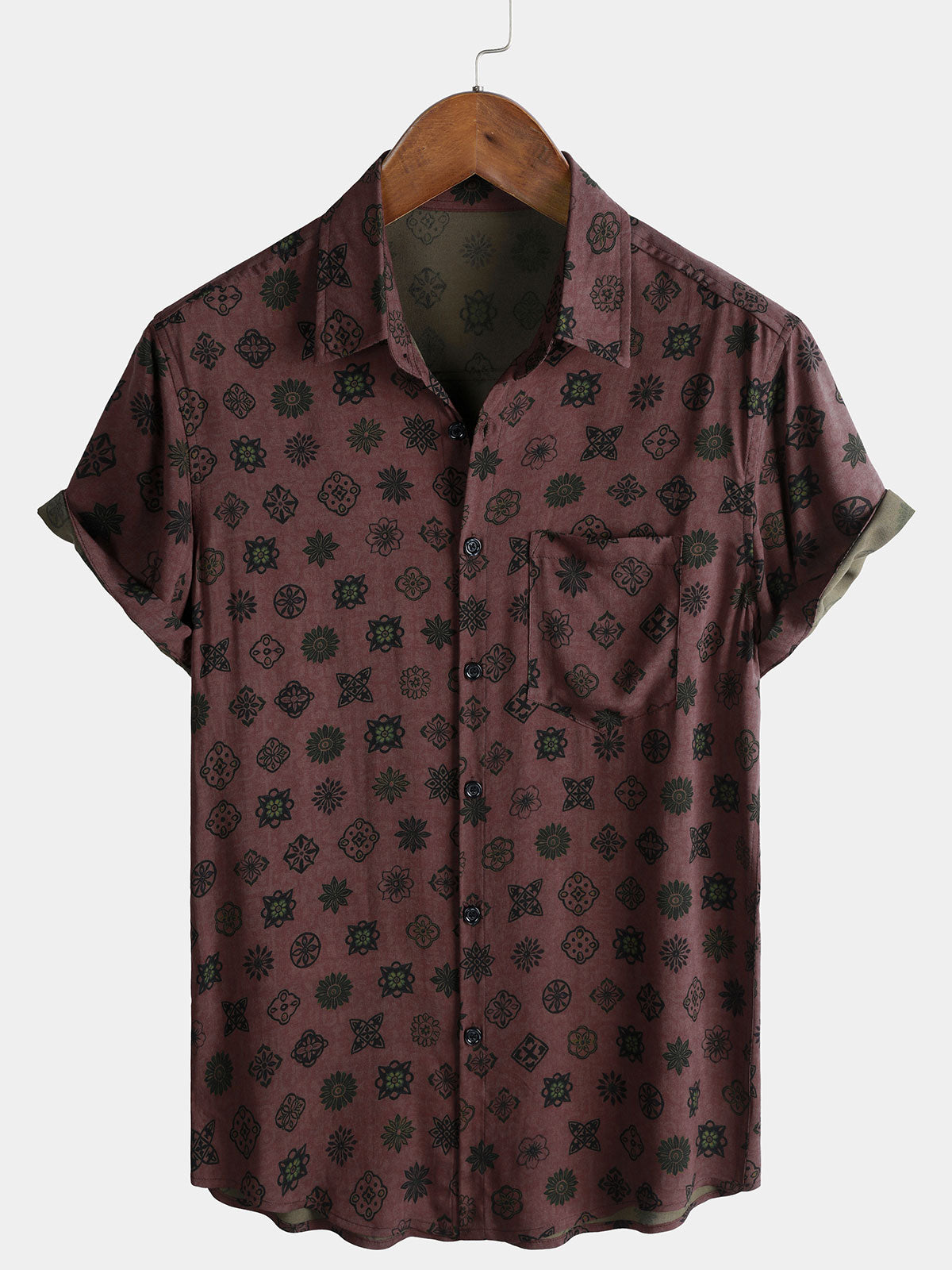 Classic Retro Geometric Pattern Short Sleeve Shirt