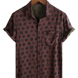 Classic Retro Short Sleeve Geometric Cotton Shirt for Men