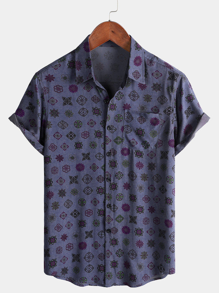 Vintage Purple Geometric Shirt