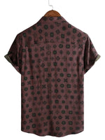 Classic Retro Short Sleeve Geometric Cotton Shirt for Men